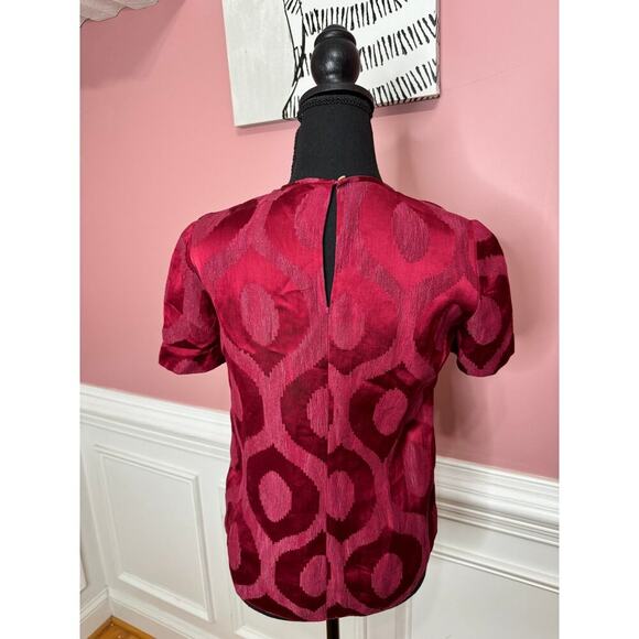 Isabelle Marant Tonal Knotted Blouse in Wine Red Size 36 Short Sleeve Viscose - Picture 5 of 6